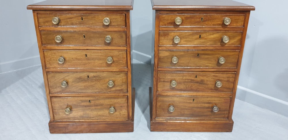 Superb Pair Victorian Bedside Lamp Chests of Drawers View V