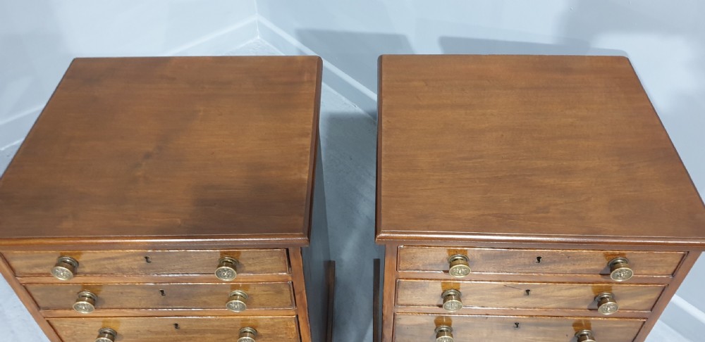 Superb Pair Victorian Bedside Lamp Chests of Drawers View VI