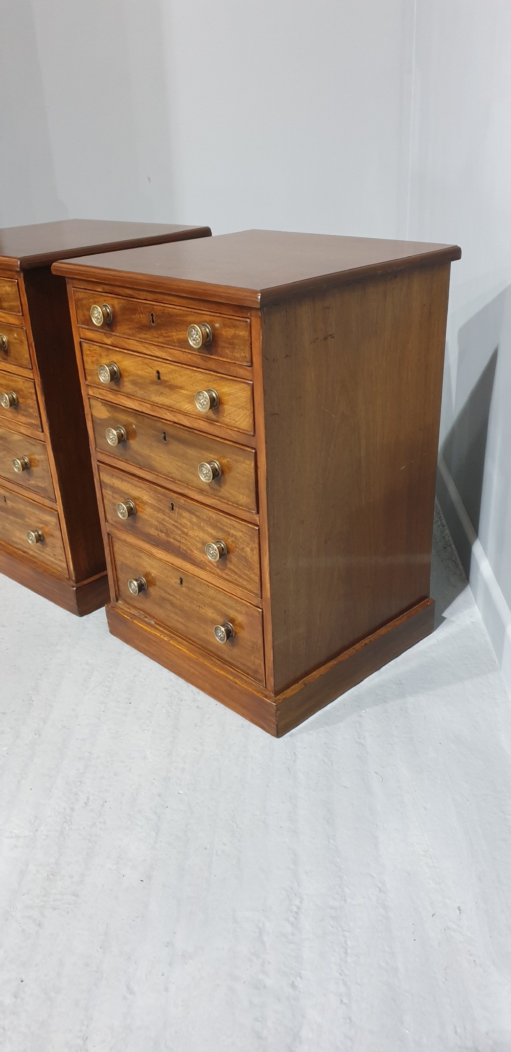 Superb Pair Victorian Bedside Lamp Chests of Drawers View VIII