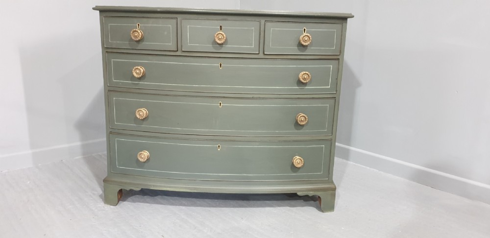 Regency Painted Bowed Chest of Drawers View V
