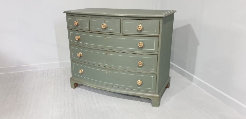 Regency Painted Bowed Chest of Drawers View XII