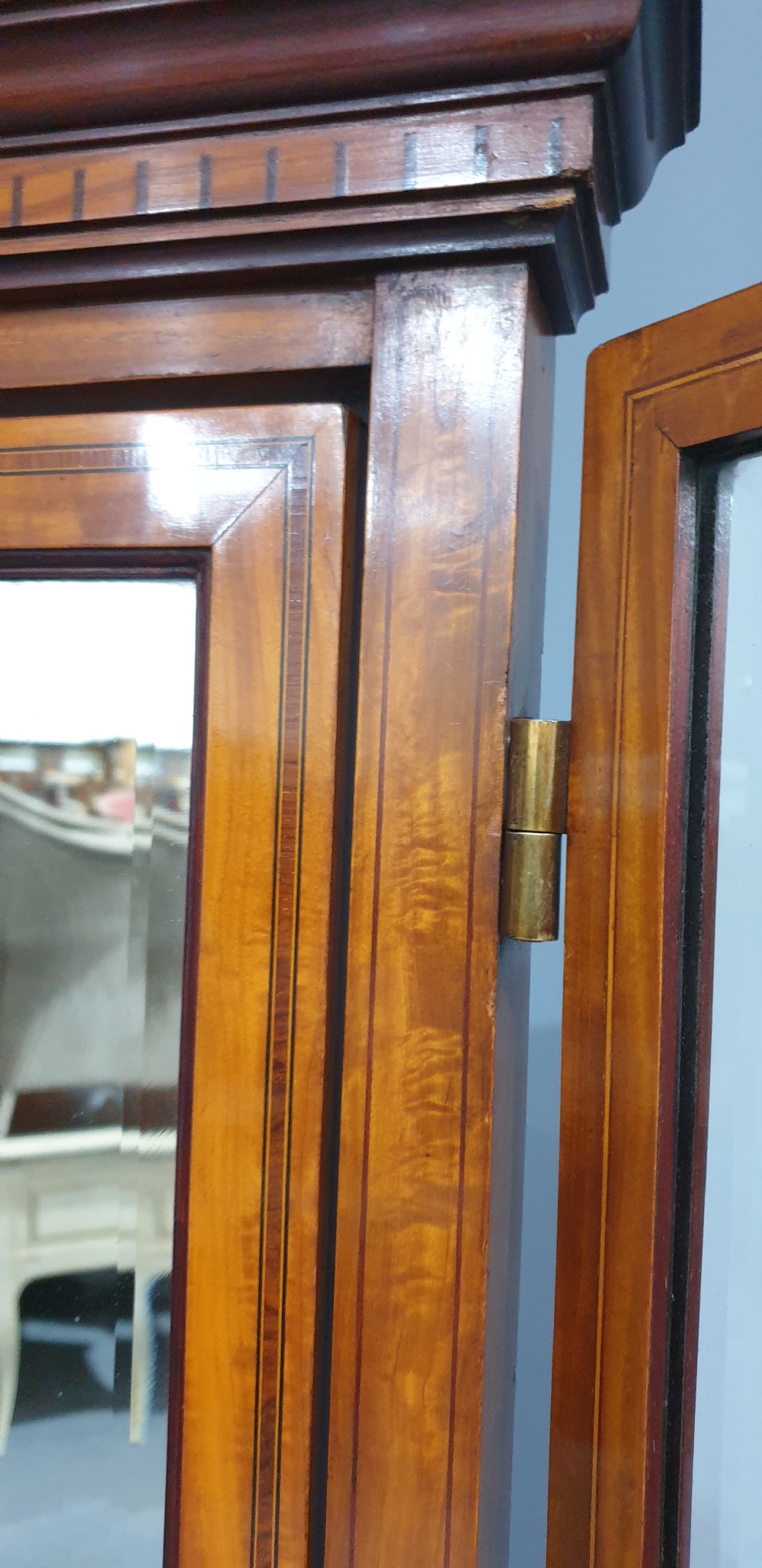 Superb Satinwood Inlaid Tryptic Cheval Mirror View XIII