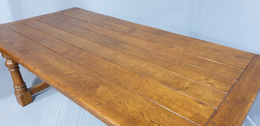 Large Oak Refrectory Kitchen DiningTable View VII