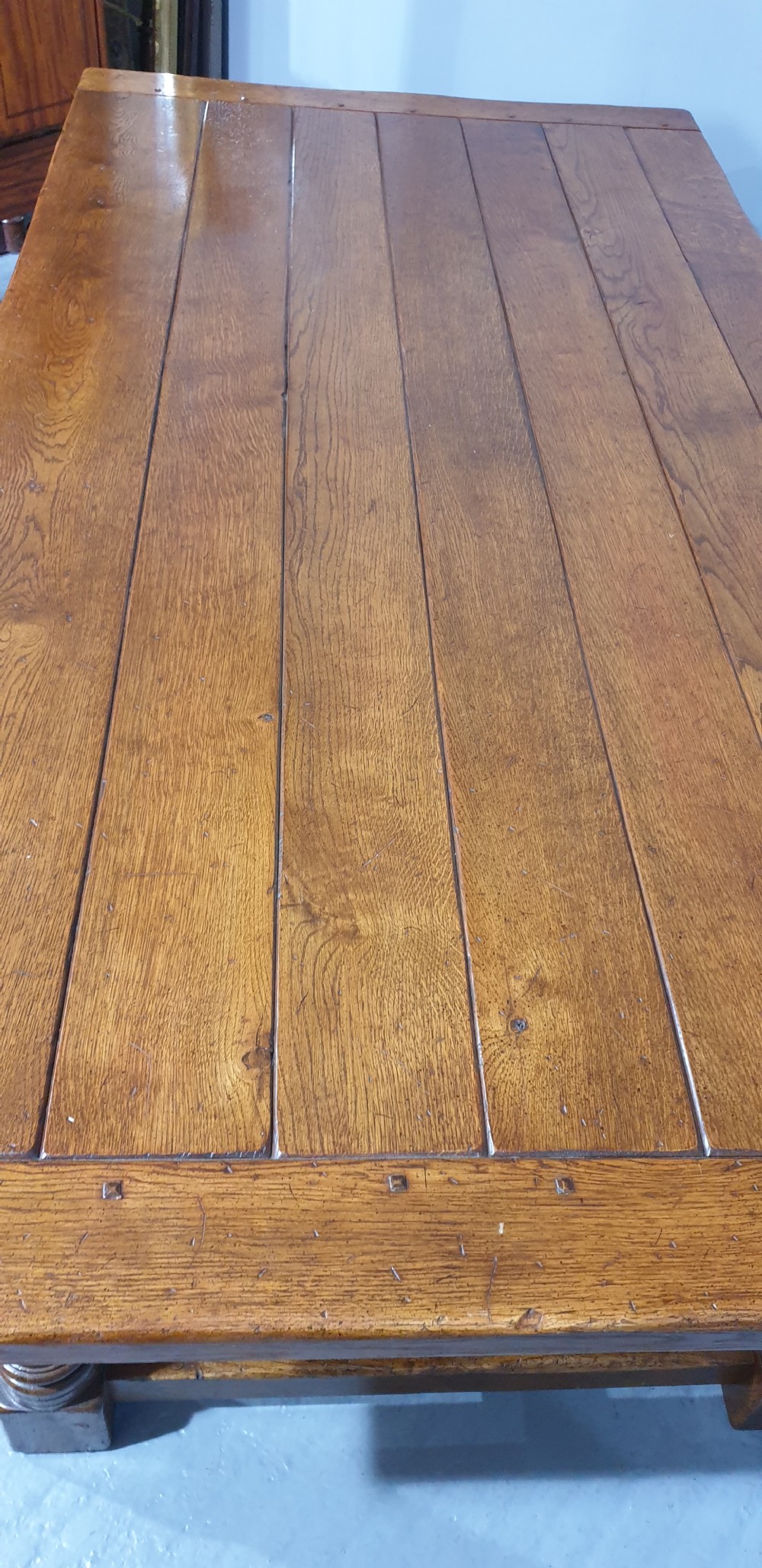 Large Oak Refrectory Kitchen DiningTable View XII