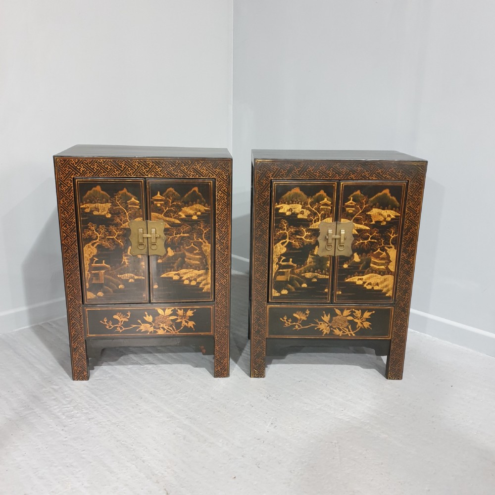 Superb Pair Chinoiserie Side Cabinets