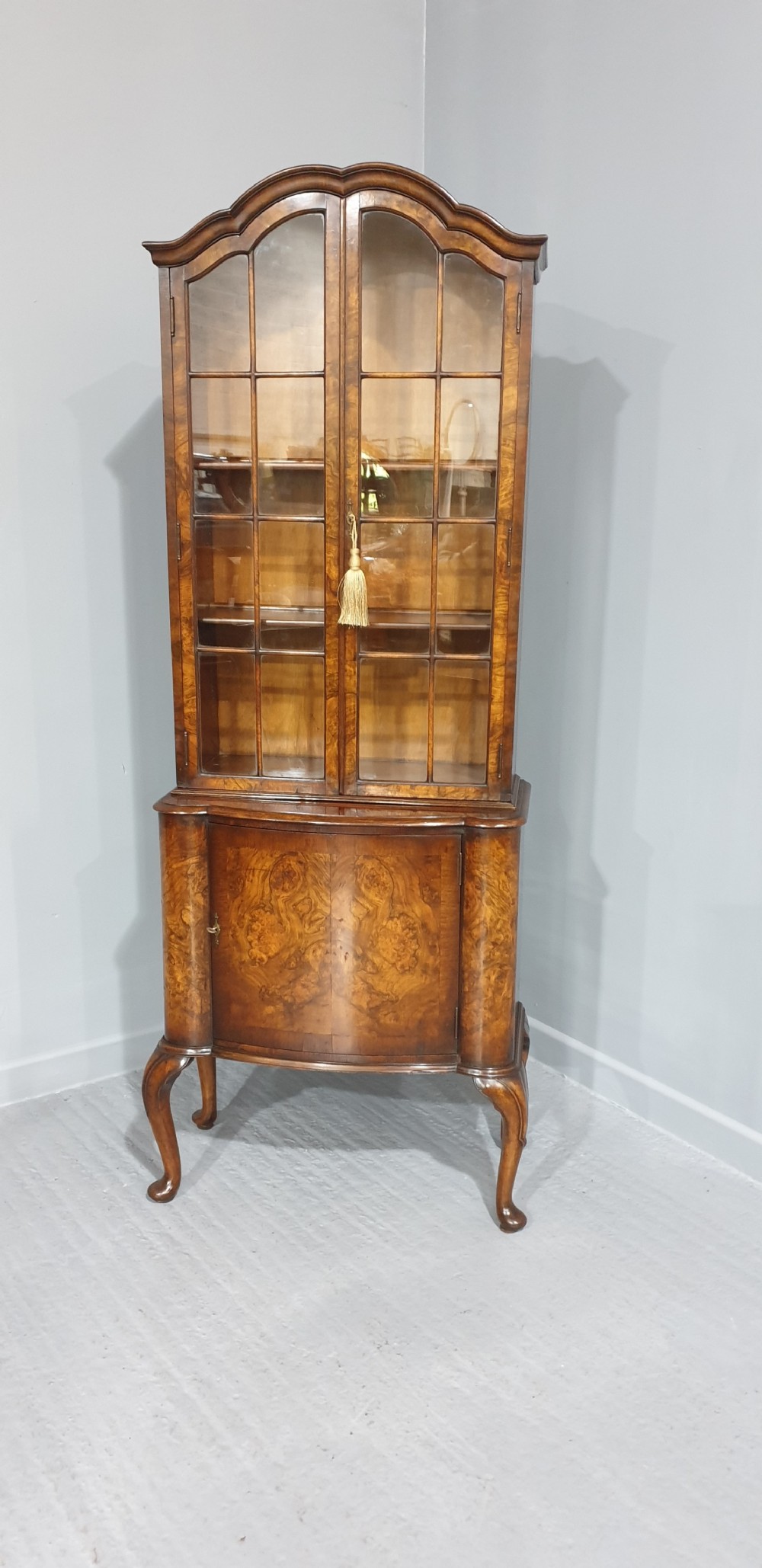 Super Burr Walnut Bookcase of Small Proportions