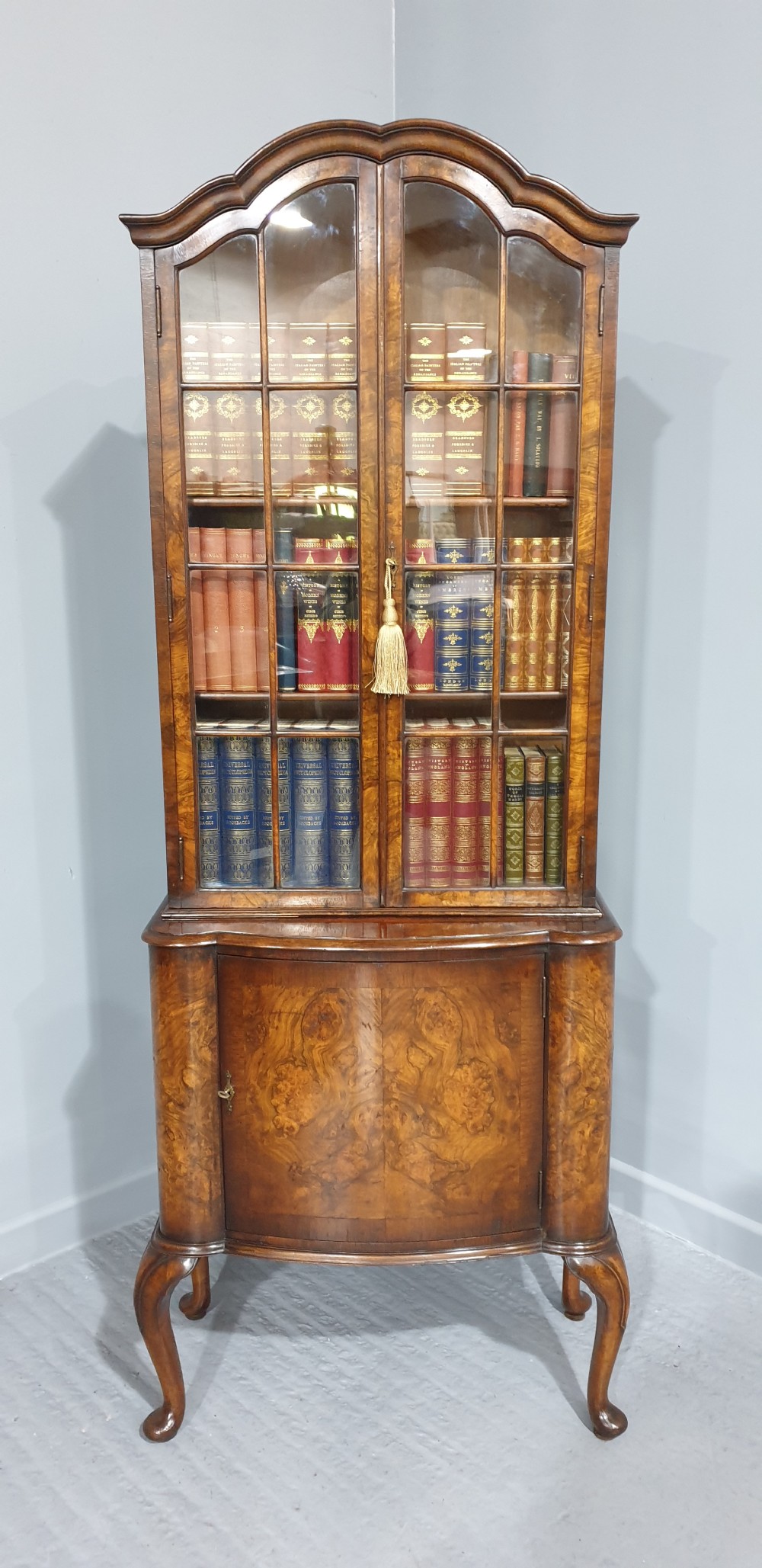 Super Burr Walnut Bookcase of Small Proportions View II