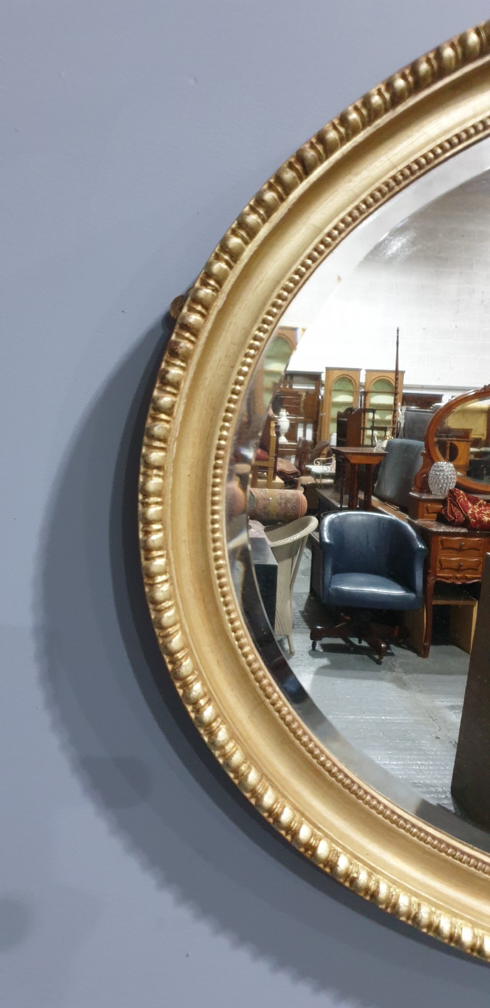 English Gilt Oval Wall Mirror View III