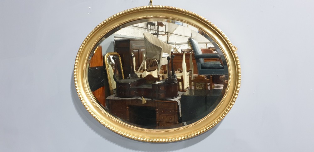English Gilt Oval Wall Mirror View VI