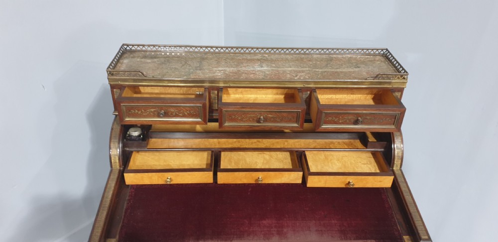 Outstanding Brass Inlaid Ladies Bureau Desk View VIII
