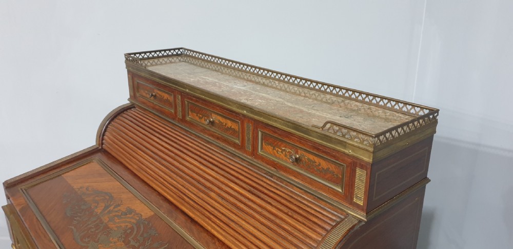 Outstanding Brass Inlaid Ladies Bureau Desk View XI