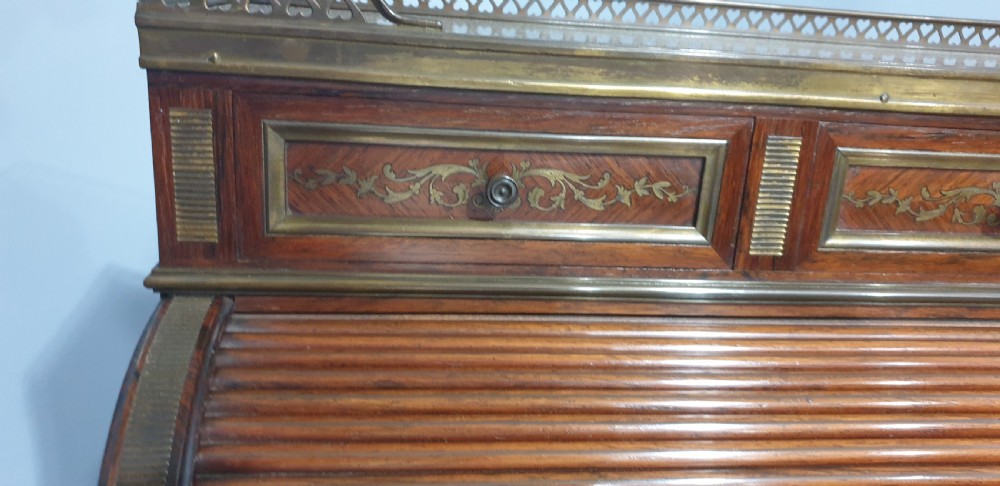 Outstanding Brass Inlaid Ladies Bureau Desk View XIV