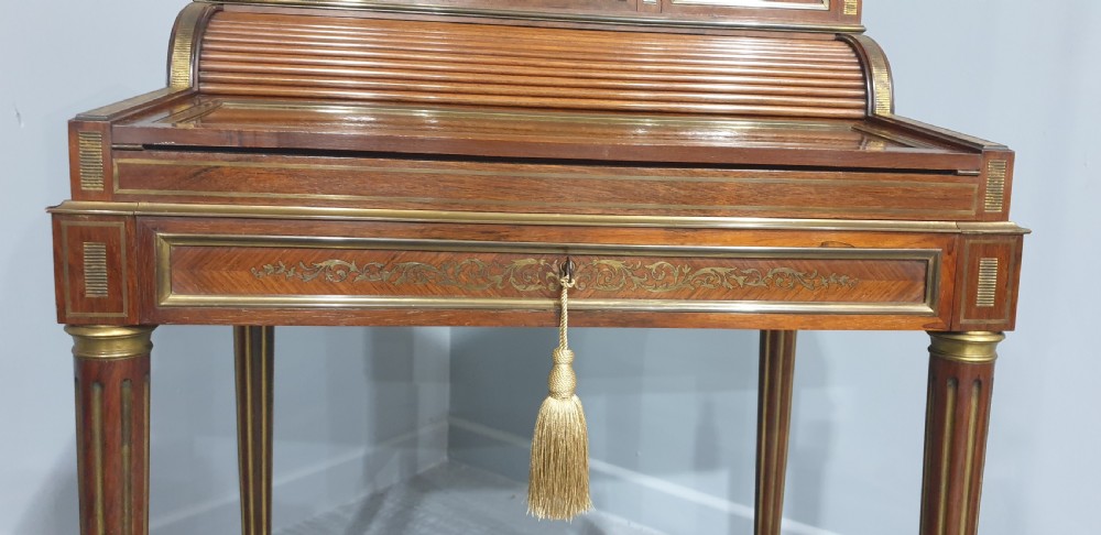 Outstanding Brass Inlaid Ladies Bureau Desk View XVII