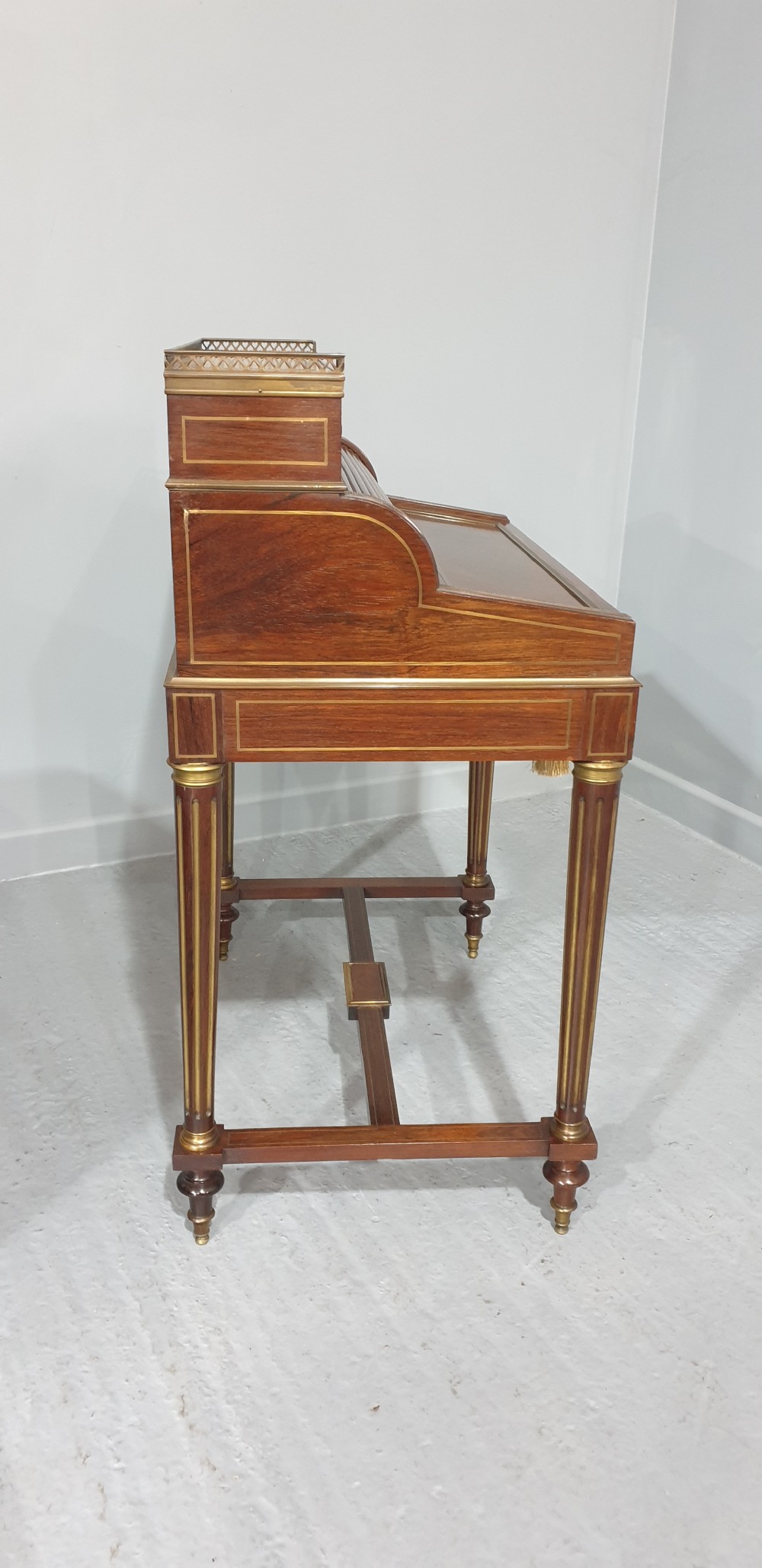 Outstanding Brass Inlaid Ladies Bureau Desk View XXI
