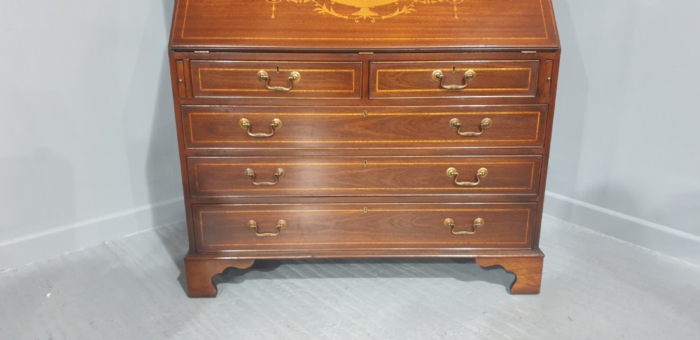 Large Mahogany Inlaid Bureau Bookcase View III