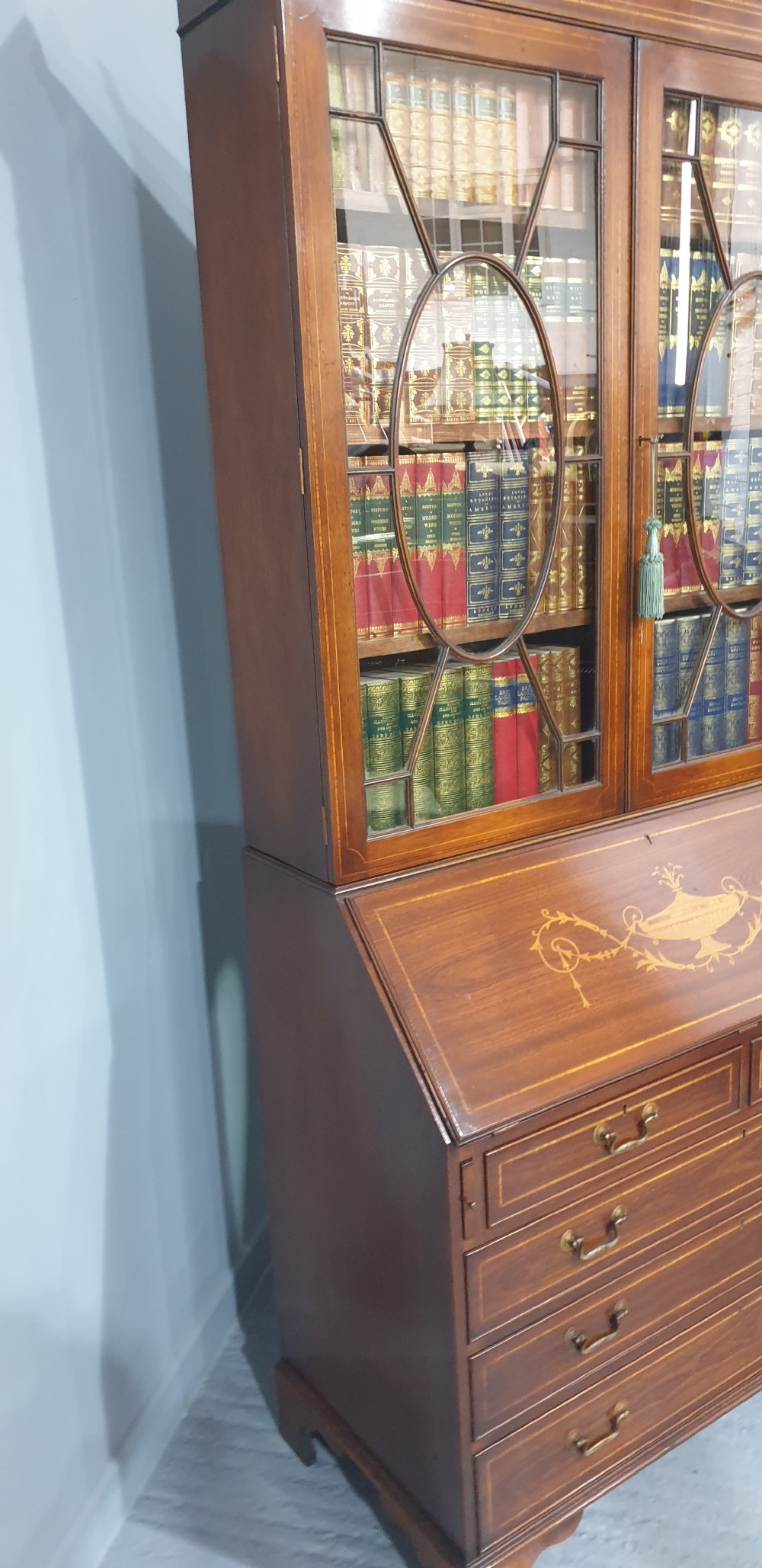 Large Mahogany Inlaid Bureau Bookcase View VIII