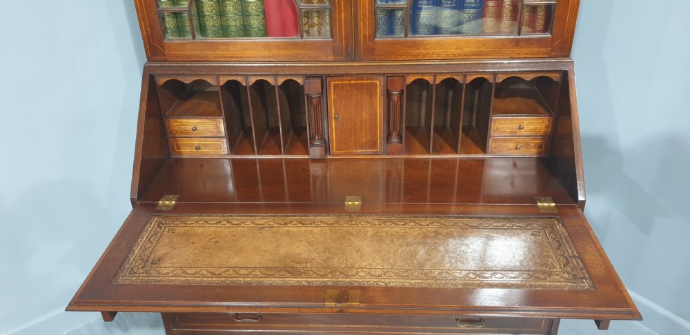 Large Mahogany Inlaid Bureau Bookcase View IX