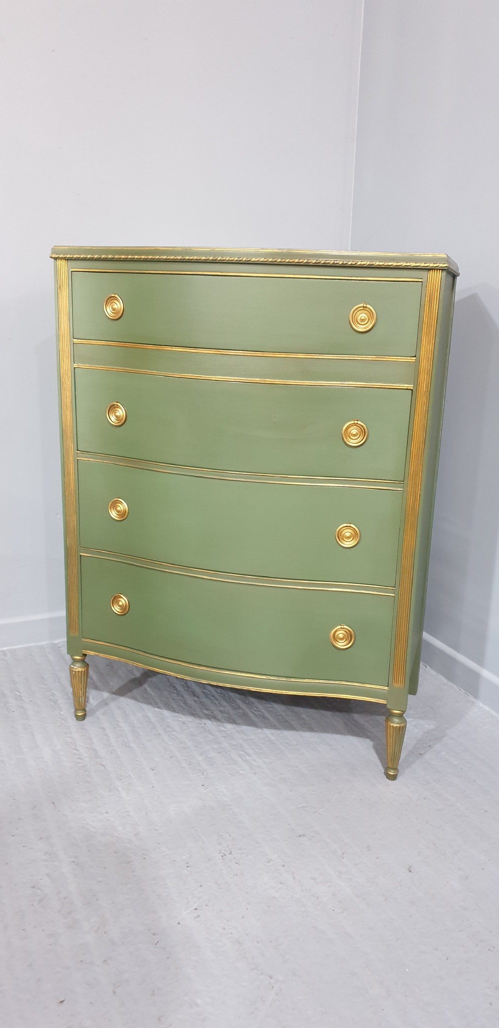 Painted Serpentine Chest of Drawers View XIII