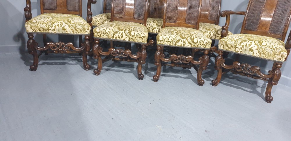 Superb Set Eight Walnut Bergere Dining Chairs View VIII