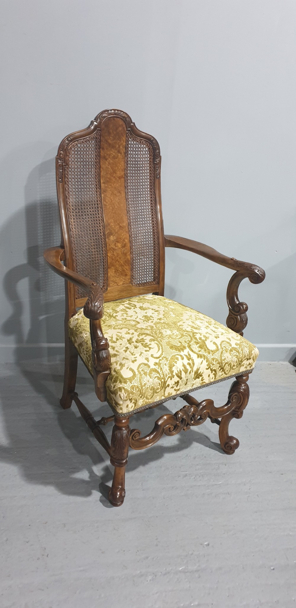 Superb Set Eight Walnut Bergere Dining Chairs View X