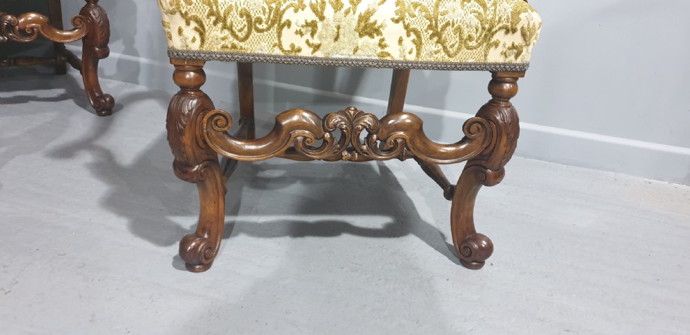 Superb Set Eight Walnut Bergere Dining Chairs View XI