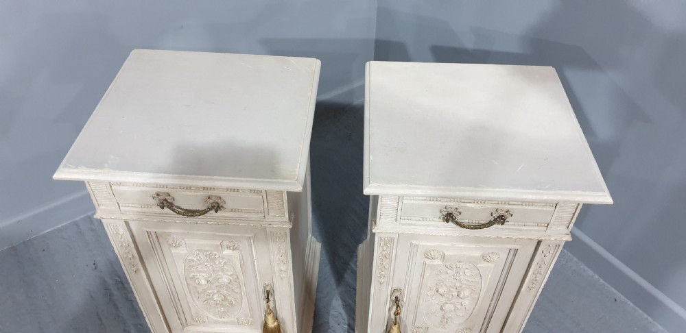 Good Pair French Painted Bedside Cabinets View III