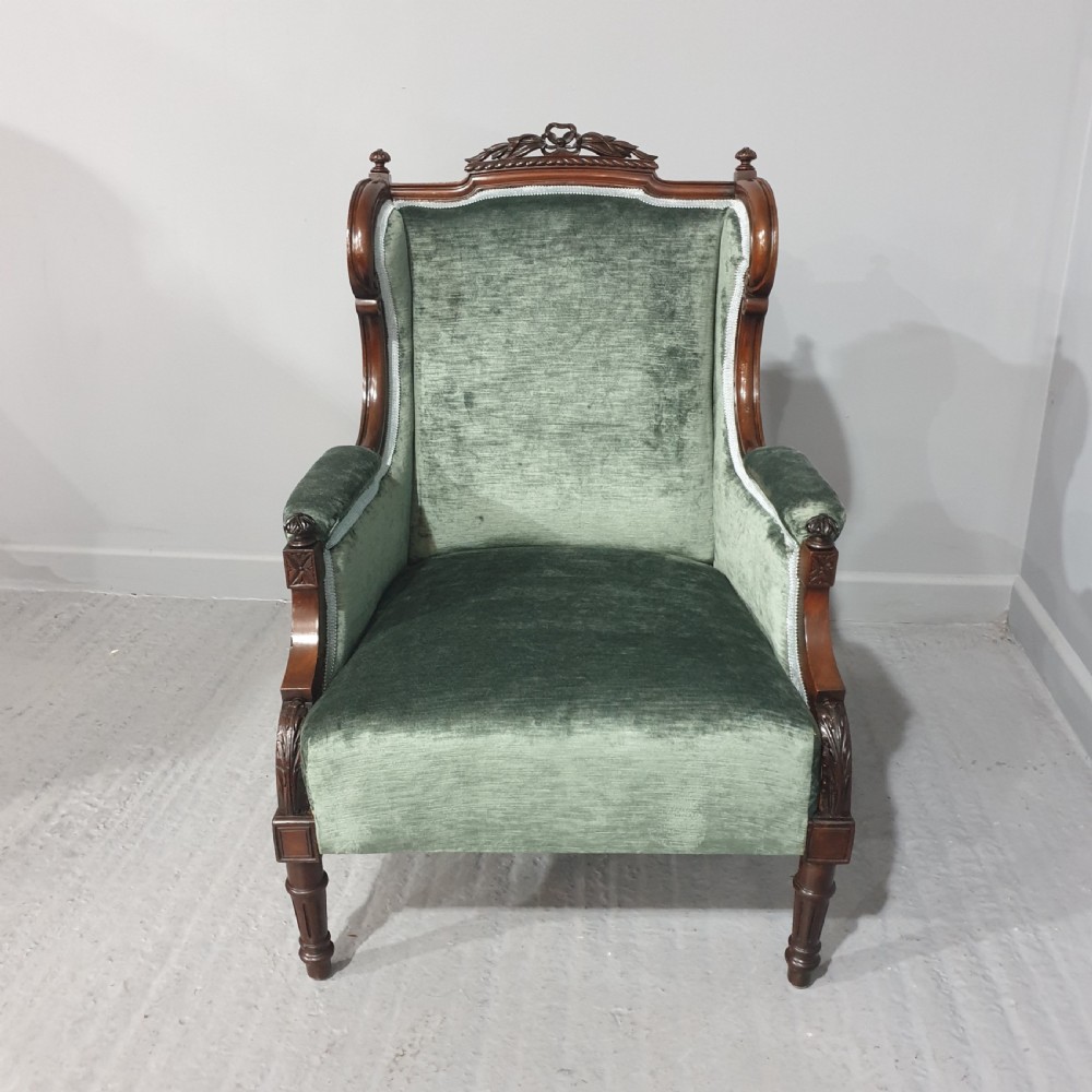 Superb Ladies Mahogany Wing Armchair View VIII