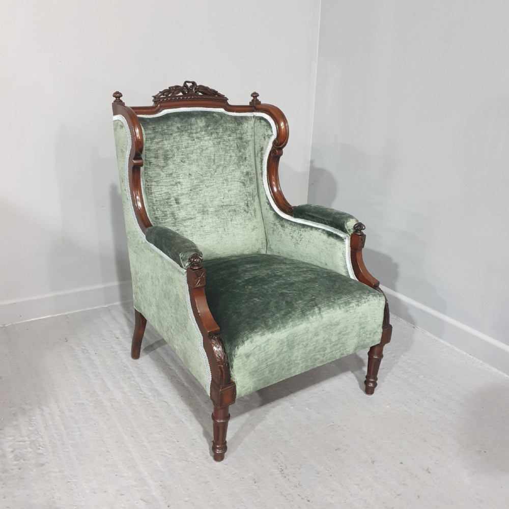 Superb Ladies Mahogany Wing Armchair View IX