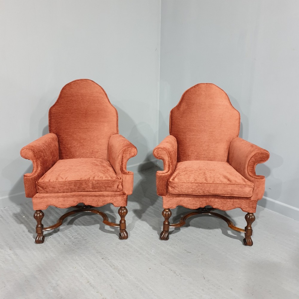 Outstanding pair Queen Anne Armchairs