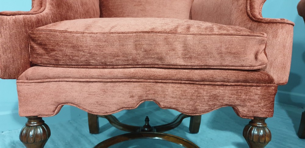 Outstanding pair Queen Anne Armchairs View V