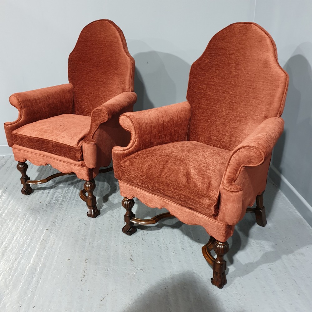 Outstanding pair Queen Anne Armchairs View VII
