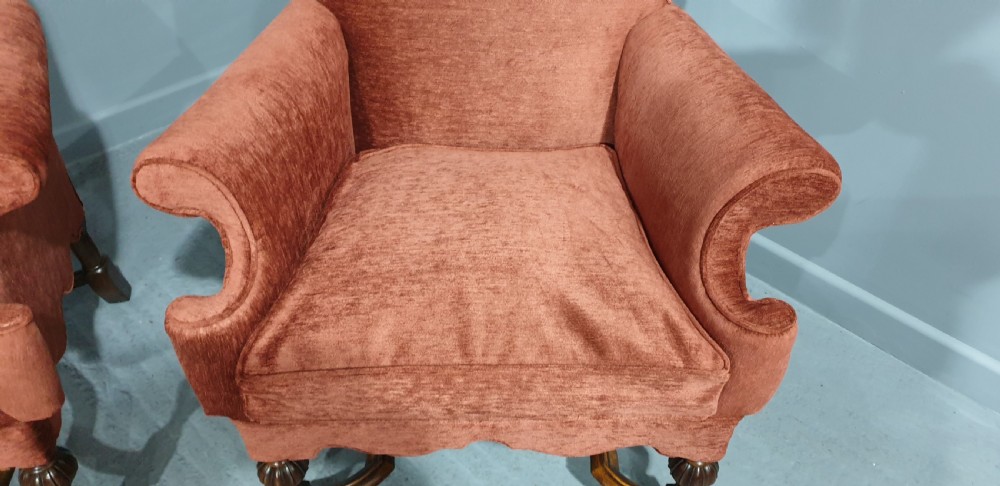 Outstanding pair Queen Anne Armchairs View VIII