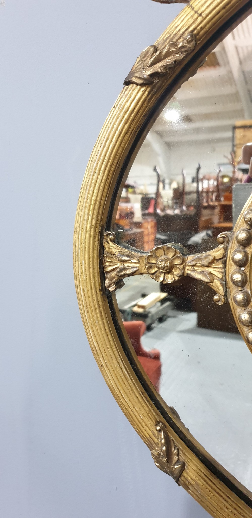 English Regency Oval Gilt Mirror View VI