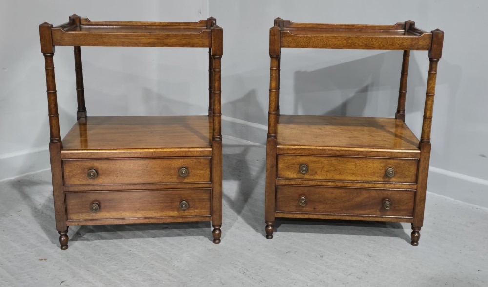 Superb Pair Georgian Mahogany Bedside Lamp Tables View III