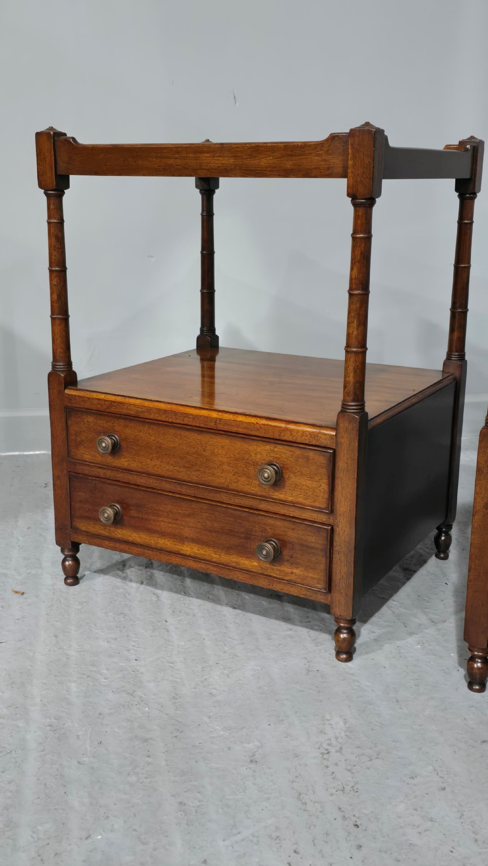 Superb Pair Georgian Mahogany Bedside Lamp Tables View VI