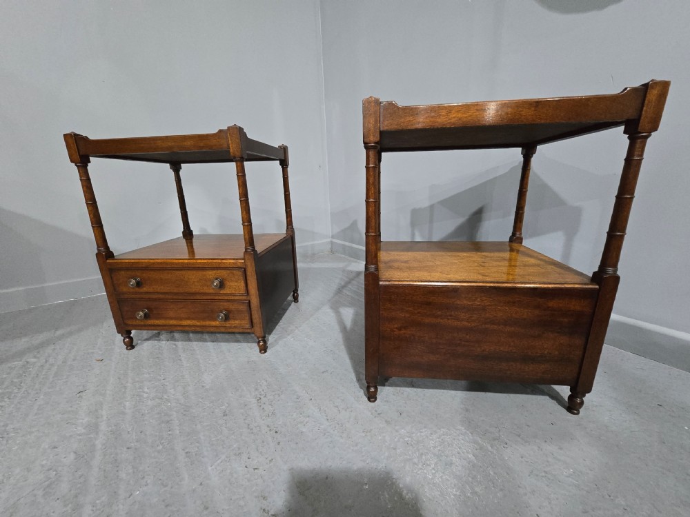 Superb Pair Georgian Mahogany Bedside Lamp Tables View X