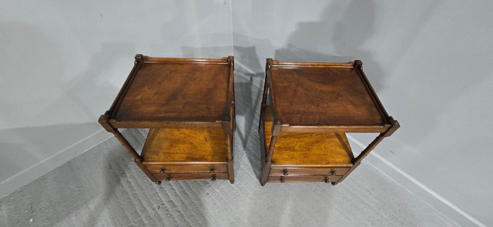 Superb Pair Georgian Mahogany Bedside Lamp Tables View XII