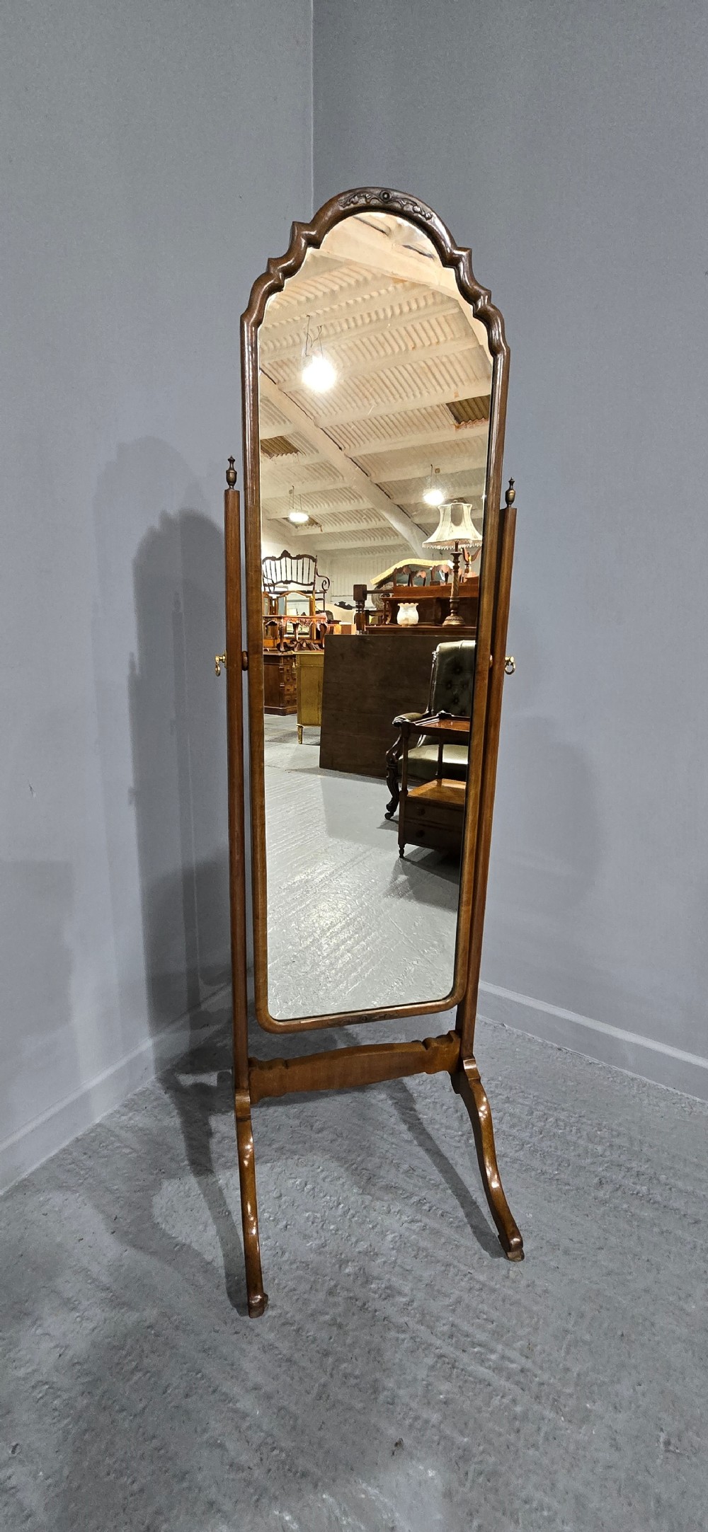 Lovely Walnut Cheval Mirror