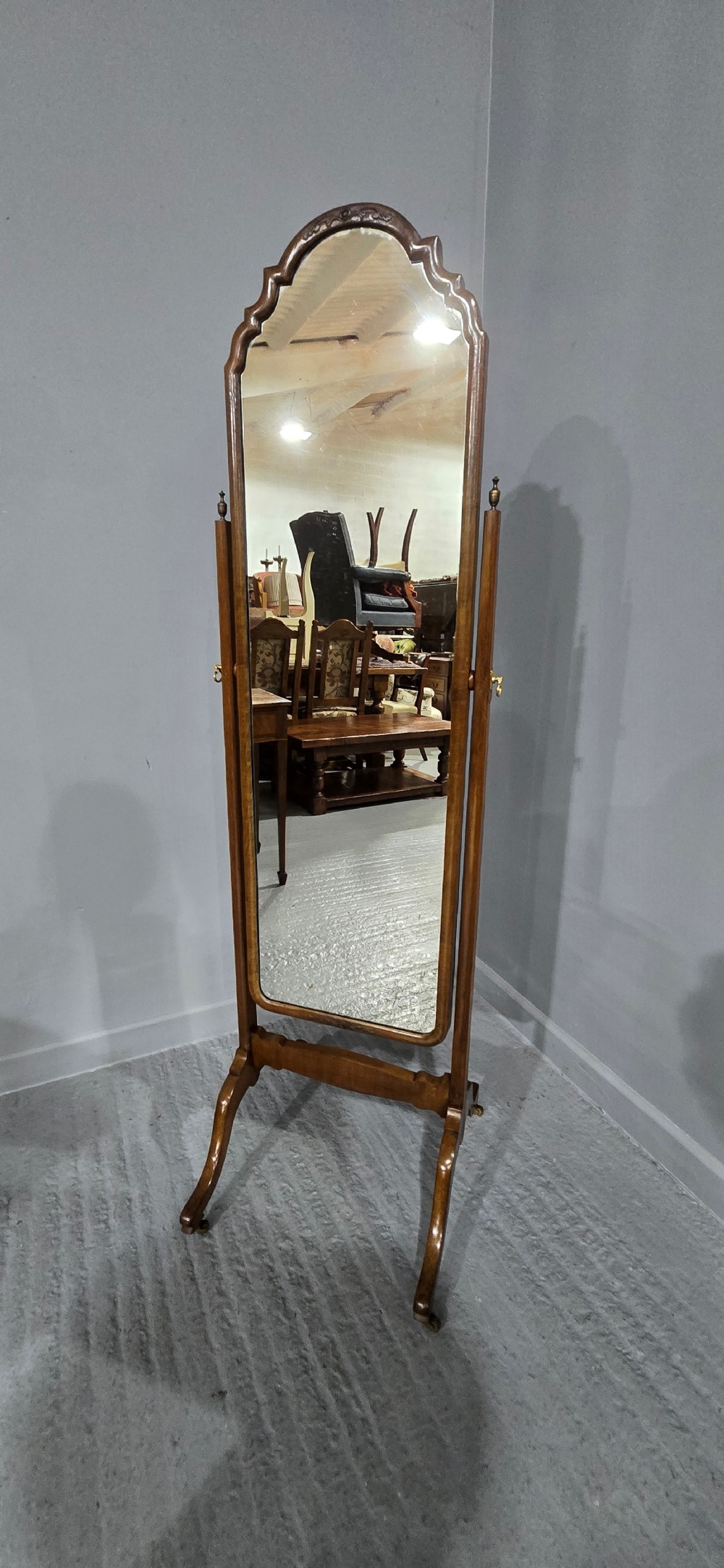 Lovely Walnut Cheval Mirror View II