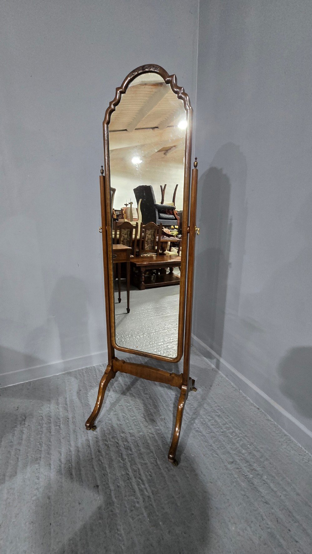 Lovely Walnut Cheval Mirror View V