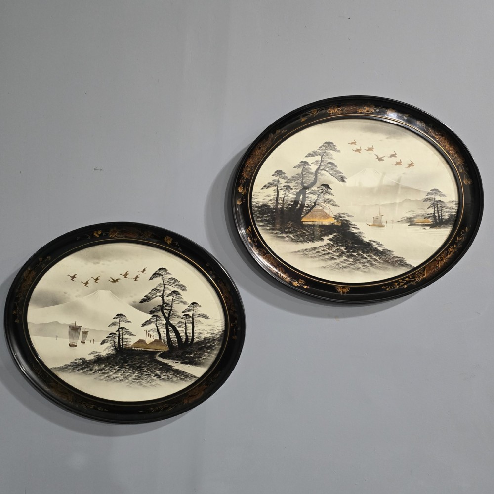 Excellent Pair Japanese Chinoserie Framed Paintings
