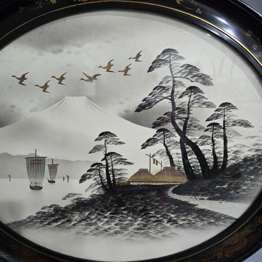 Excellent Pair Japanese Chinoserie Framed Paintings View II