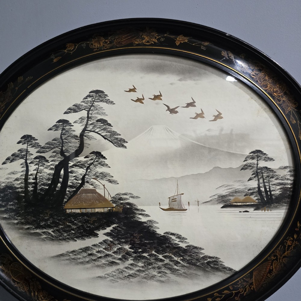 Excellent Pair Japanese Chinoserie Framed Paintings View III