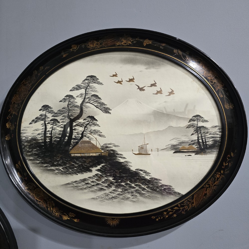 Excellent Pair Japanese Chinoserie Framed Paintings View V