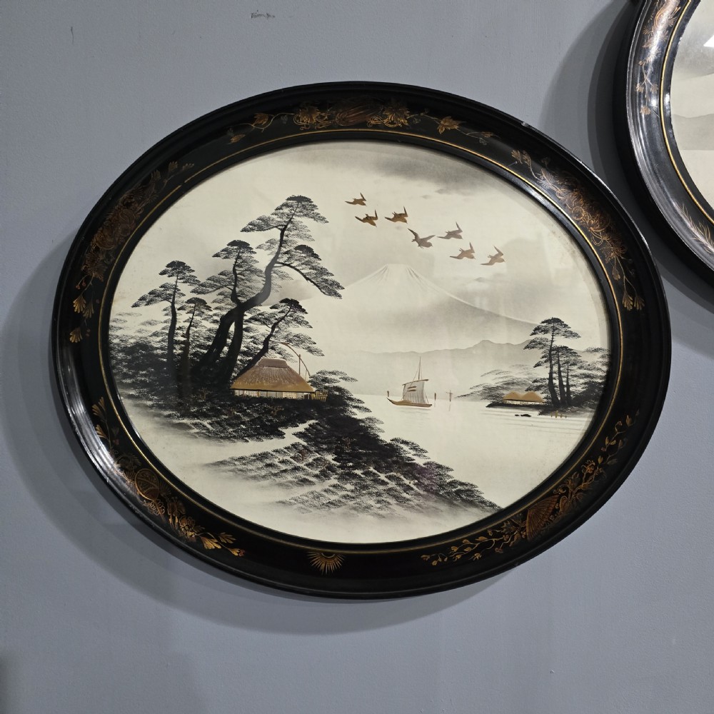 Excellent Pair Japanese Chinoserie Framed Paintings View VI