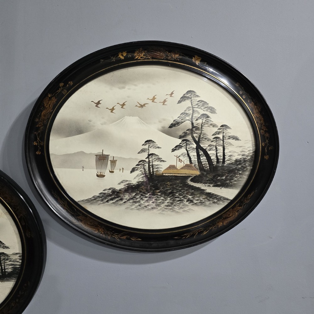 Excellent Pair Japanese Chinoserie Framed Paintings View VII