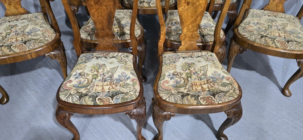 Outstanding Set Ten Queen Anne Walnut Dining Chairs View V