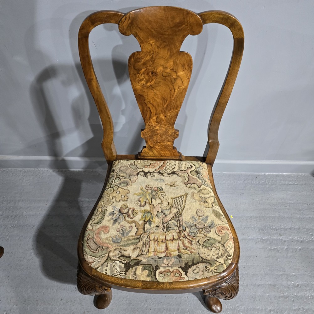 Outstanding Set Ten Queen Anne Walnut Dining Chairs View XVIII