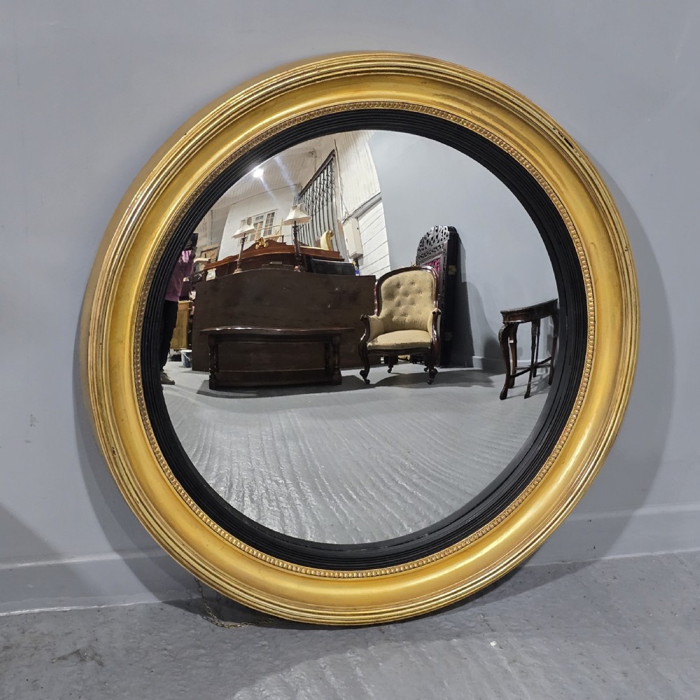 Huge Round English Gilt Mirror