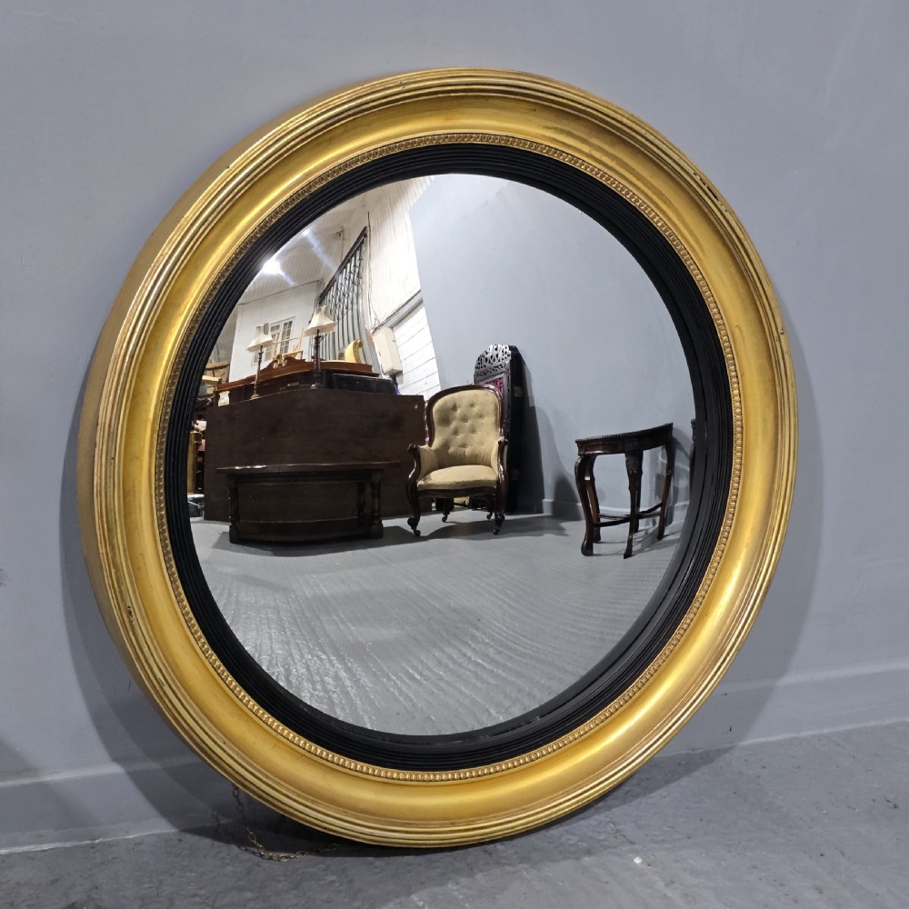Huge Round English Gilt Mirror View VII